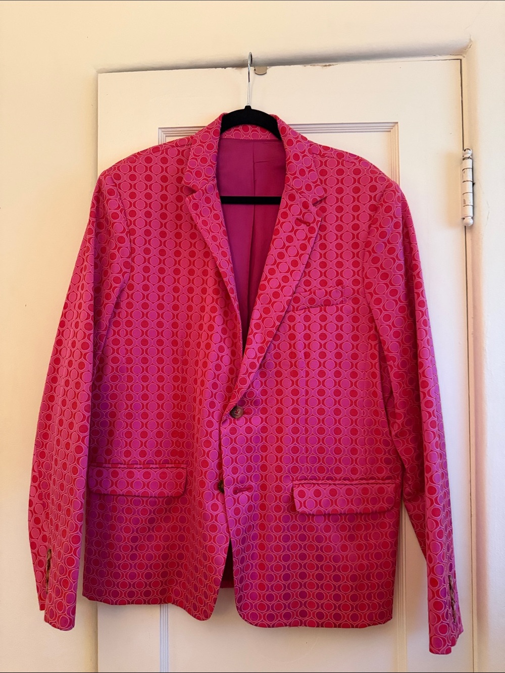 Mr Turk Men's Hot Pink Geo-Pattern Blazer